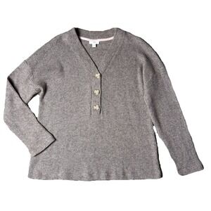 J Jill Waffle Knit Pullover Sweater Womens Large Brown Comfy Travel Oversized